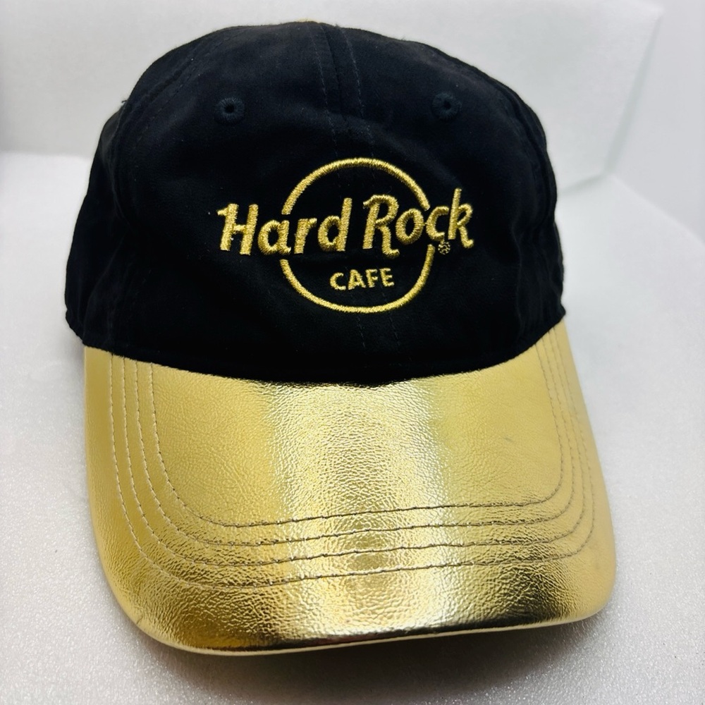 Hard Rock Cafe Metallic Gold & Black Snapback Hat Orlando Embroidered - One Size